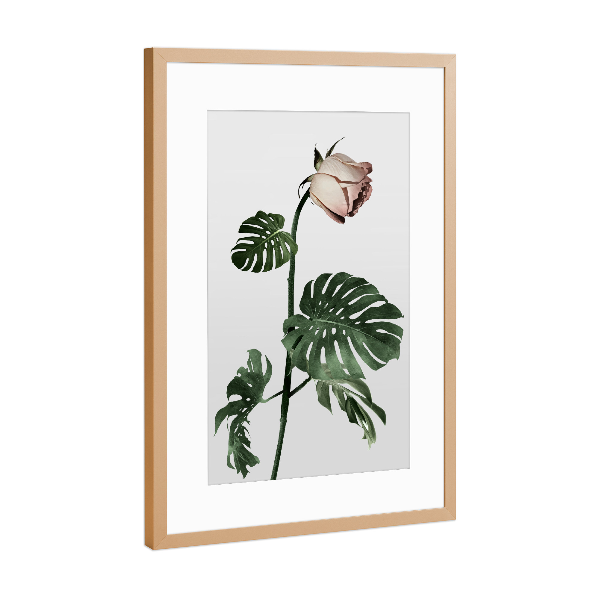 Poster mit Rahmen Kupfer "Green Leaf Diptych" artboxONE - Natur,Floral