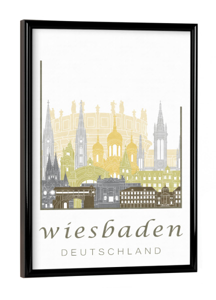 Poster mit schwarzem Rahmen "Wiesbaden skyline desert" artboxONE - Städte,Architektur