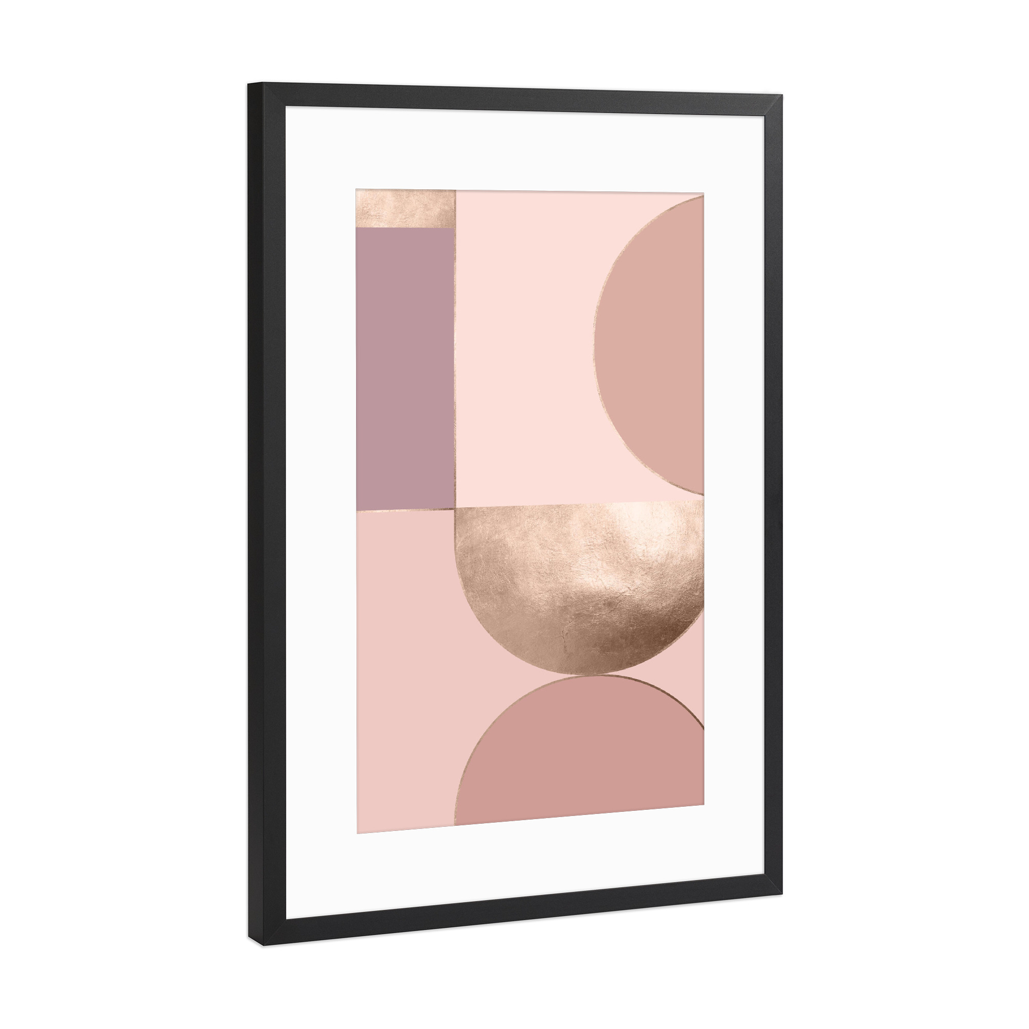 Poster mit Rahmen Schwarz (Metallic) "Rose Pink Geometric" artboxONE - Abstrakt,Geometrie