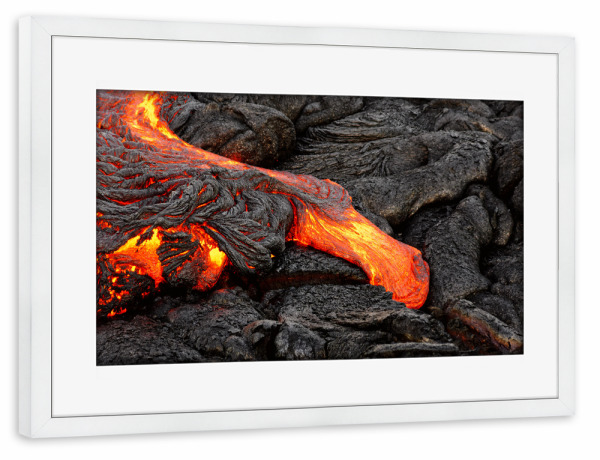 Poster mit Rahmen weiß "Hawaii - Flüssige Lava" artboxONE - Natur,Abstrakt,Reise / Länder
