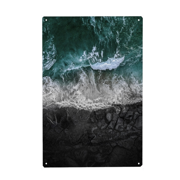 Holzbild "Beach Black" artboxONE - Natur,Reise / Strand und Meer - Beach black,Beach,Nature,Sky,Ocean,Sand,Strand,Natur,Meer,Sea,Ozean,Wellen,Waves