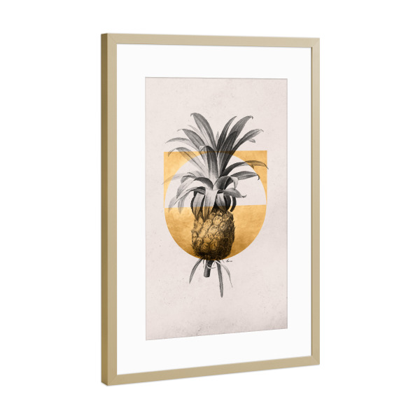 Poster mit Rahmen Gold "Golden Pineapple" artboxONE - Natur,Floral,Essen & Trinken,Essen & Trinken / Obst & Gemüse