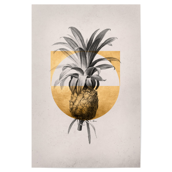 Poster 30x20 cm "Golden Pineapple" artboxONE - Natur,Floral,Essen & Trinken,Essen & Trinken / Obst & Gemüse