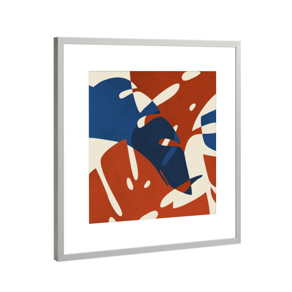 Poster mit Rahmen Silber "Leaf Tropical Orange" artboxONE - Natur,Floral,Abstrakt