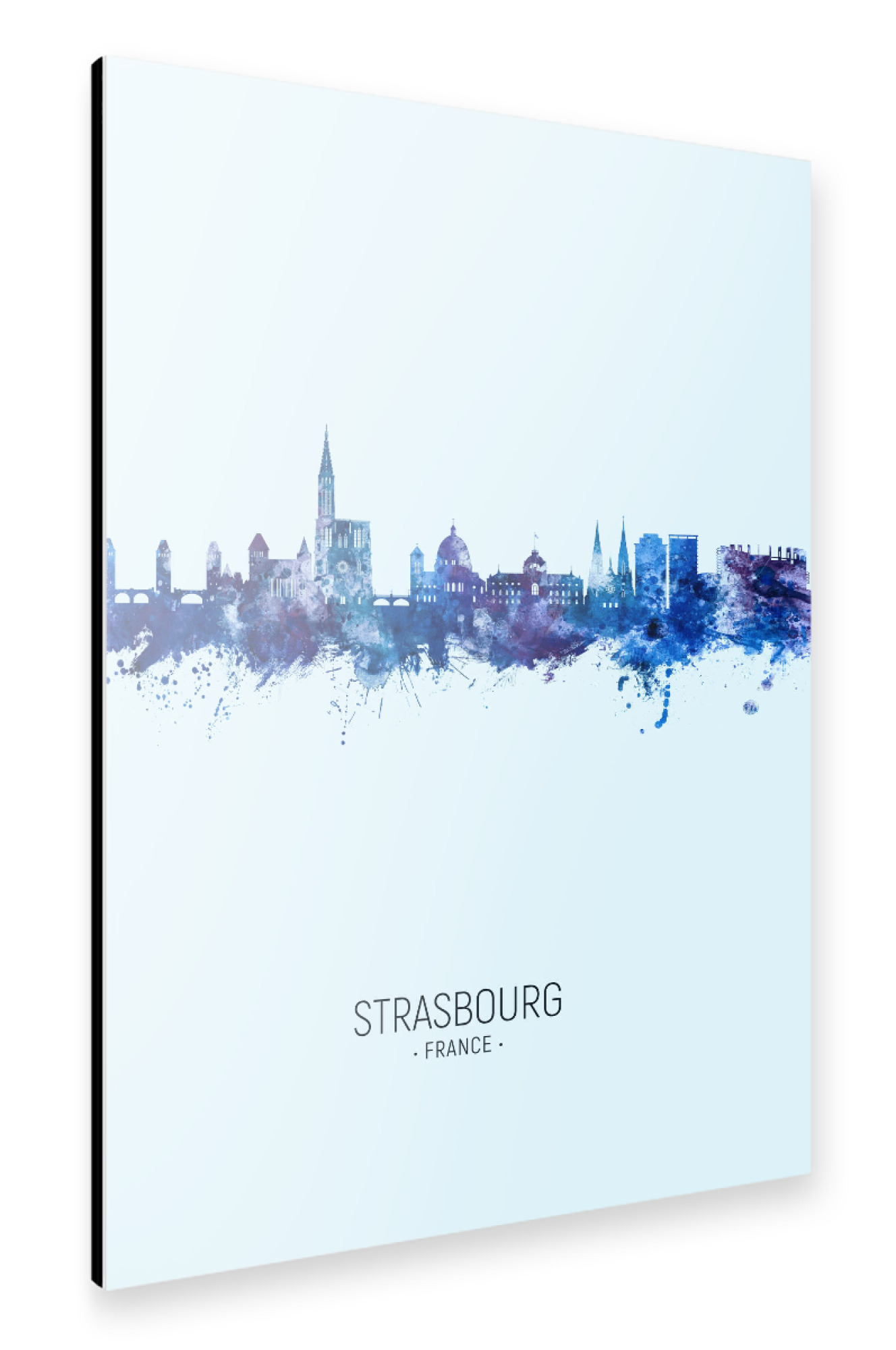 Alu-Dibond "Strasbourg Skyline Dark Blue" 75x50 cm artboxONE