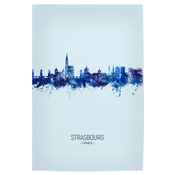 Poster "Strasbourg Skyline Dark Blue" artboxONE - Städte