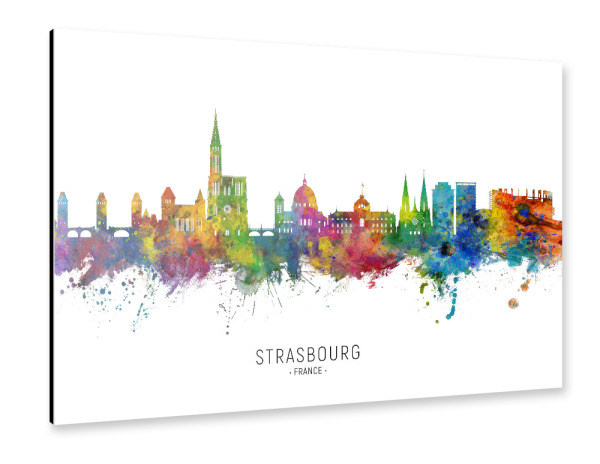 Alu-Dibond "Strasbourg France Skyline txt" 30x20 cm artboxONE