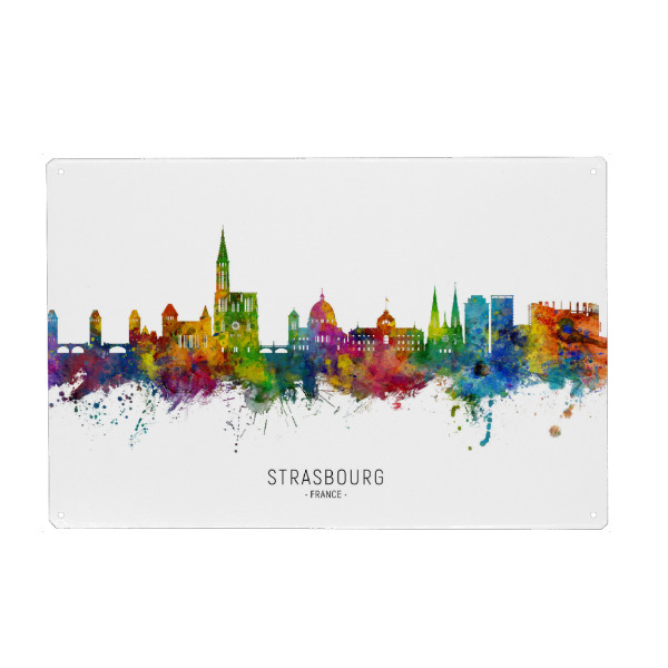 Holzbild "Strasbourg France Skyline txt" artboxONE - Städte
