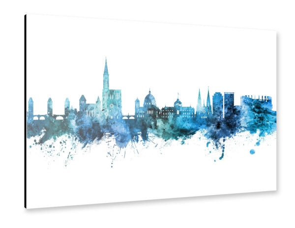 Alu-Dibond "Strasbourg France Skyline Blue" 30x20 cm artboxONE
