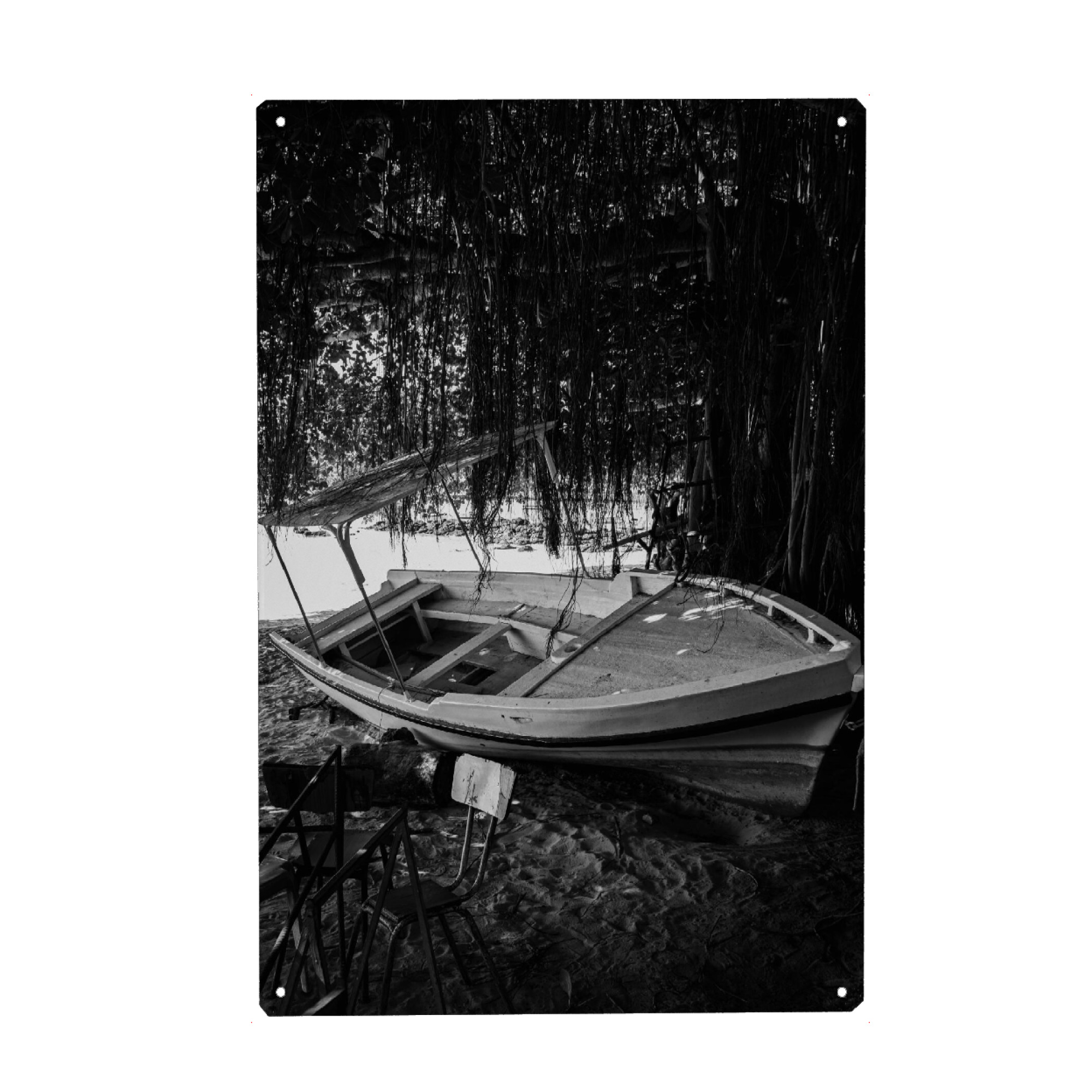 Metall Poster "Old boat" artboxONE - Natur,Reise,Schwarzweiß,Reise / Strand und Meer