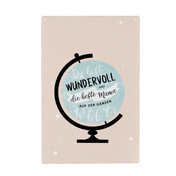 Holzbild "Beste Mama der Welt - Globus" artboxONE - Typografie,Liebe,Für Mama
