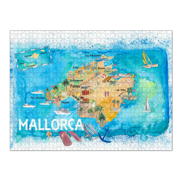 Puzzle Ravensburger "Majorca Spain Illustrated Map" artboxONE - Reise,Reise / Strand und Meer,Kartografie