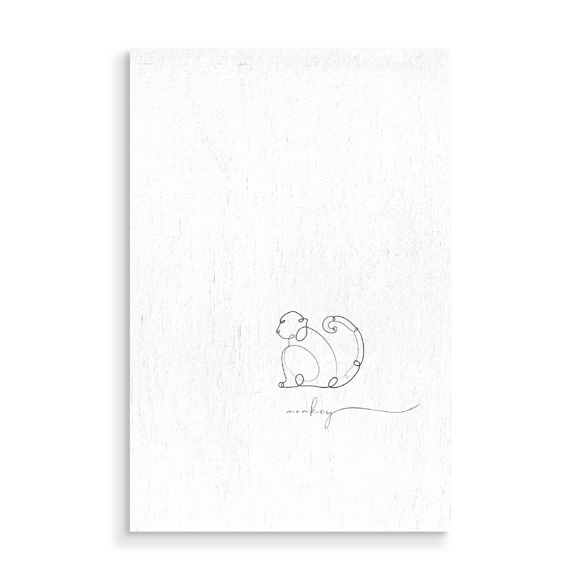 Holzbild "Animal pen line monkey" artboxONE - Tiere,Schwarzweiß - Stift,Linie,Wild,Natur,Skizze,Affe,Monkey,Handlettering,Handschrift,Line,Animal,Tier