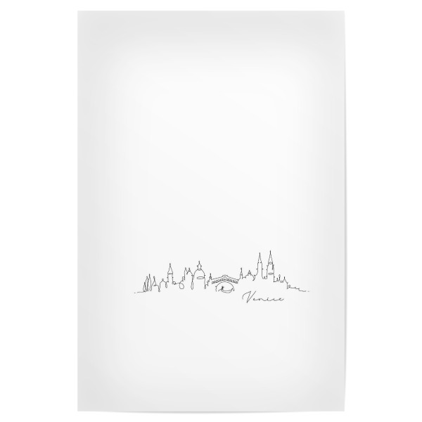 Poster 30x20 cm "Venice pen line silhouette" artboxONE - Städte,Schwarzweiß,Städte / Venedig
