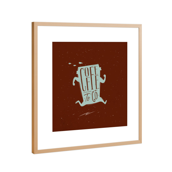 Poster mit Rahmen Kupfer "Silhouette coffee to go brown" artboxONE - Essen & Trinken,Lustig