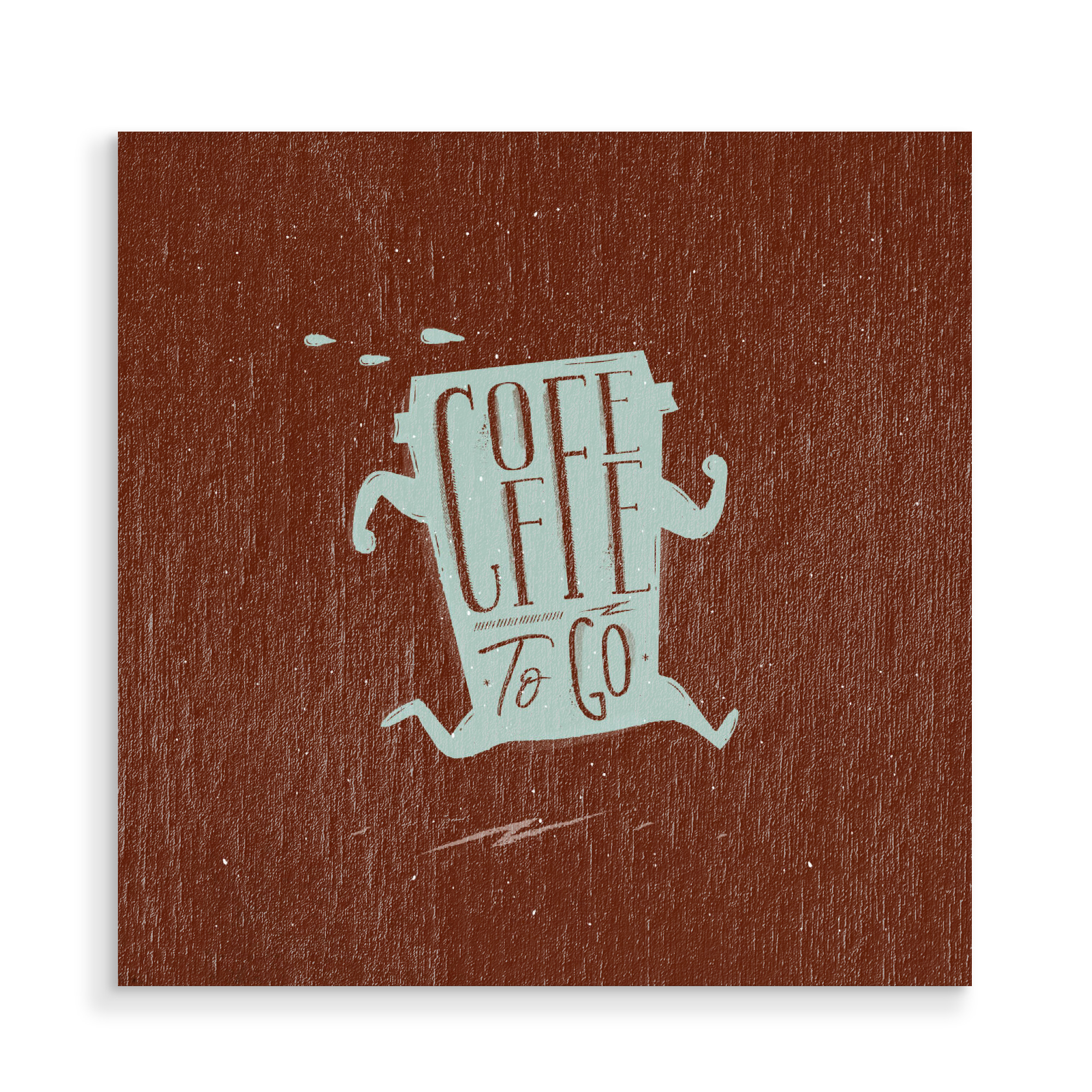 Holzbild "Silhouette coffee to go brown" artboxONE - Essen & Trinken,Lustig