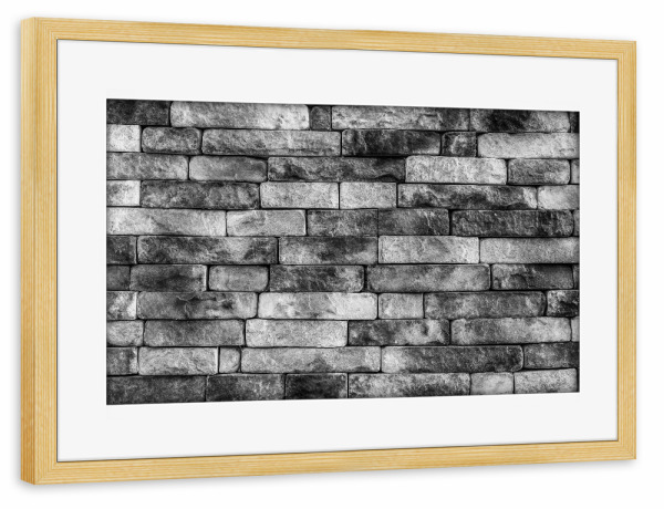 Poster mit Rahmen kiefer "Steinwandmuster" artboxONE - Natur,Abstrakt,Schwarzweiß,Marmor