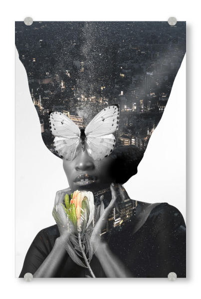Acrylglasbild "Woman Flower City" artboxONE - Städte,Floral,Menschen