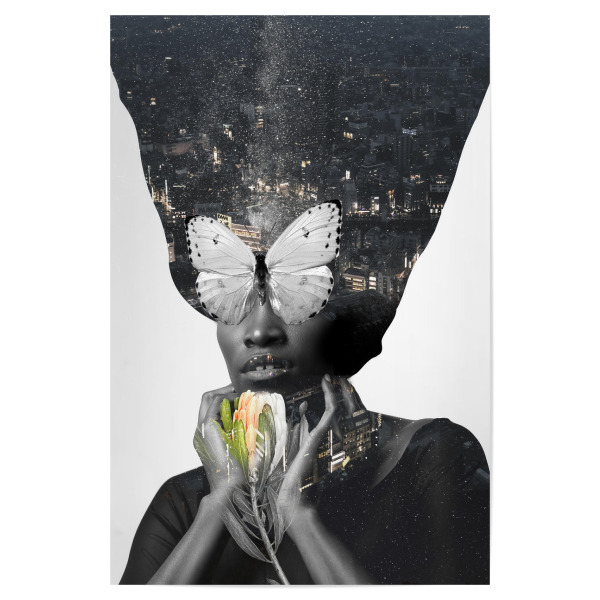 Poster "Woman Flower City" artboxONE - Städte,Floral,Menschen