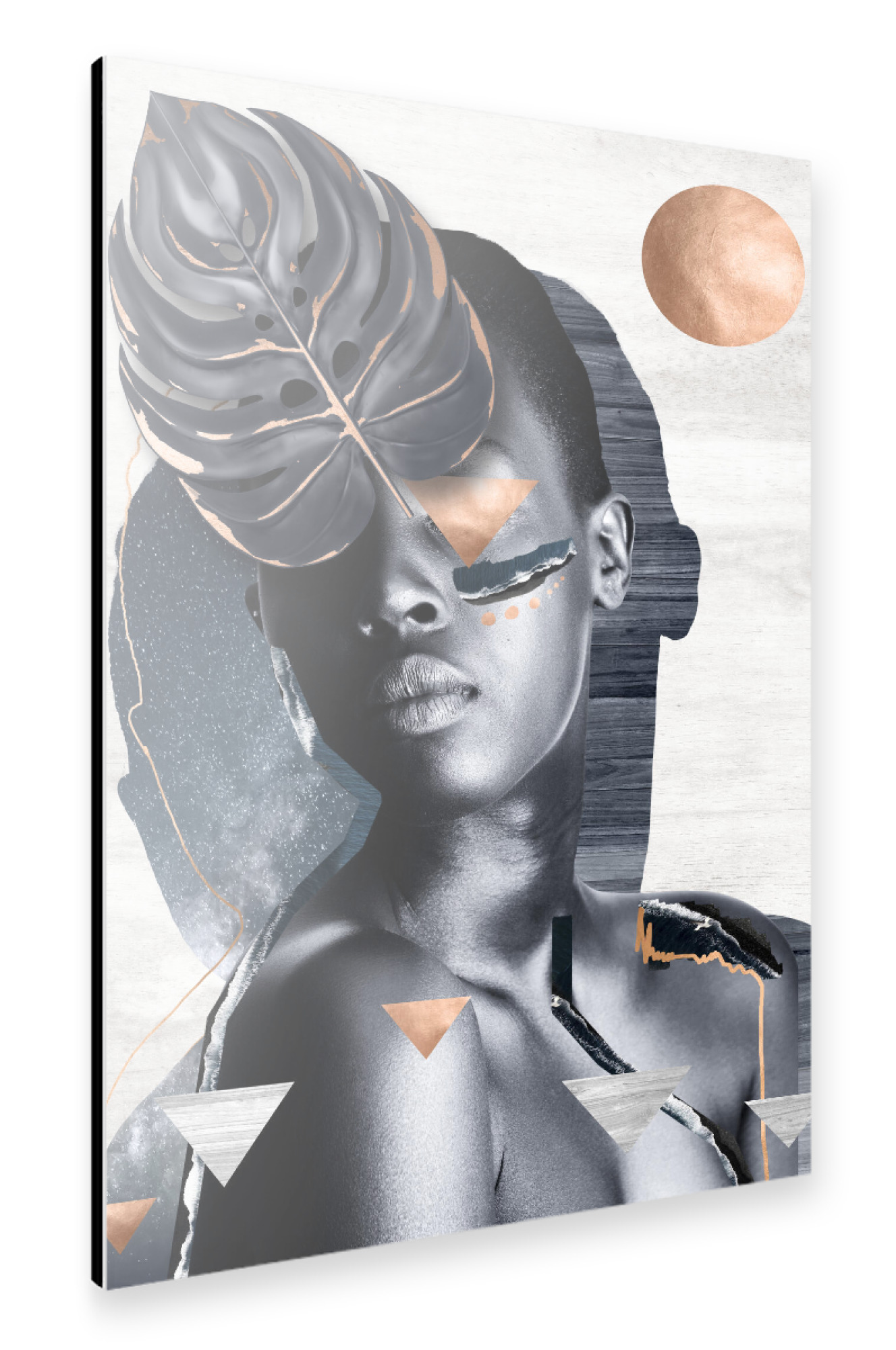Alu-Dibond "Woman Flower Golden" 30x20 cm artboxONE