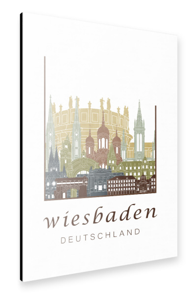 Alu-Dibond "Wiesbaden skyline light brown" 30x20 cm artboxONE