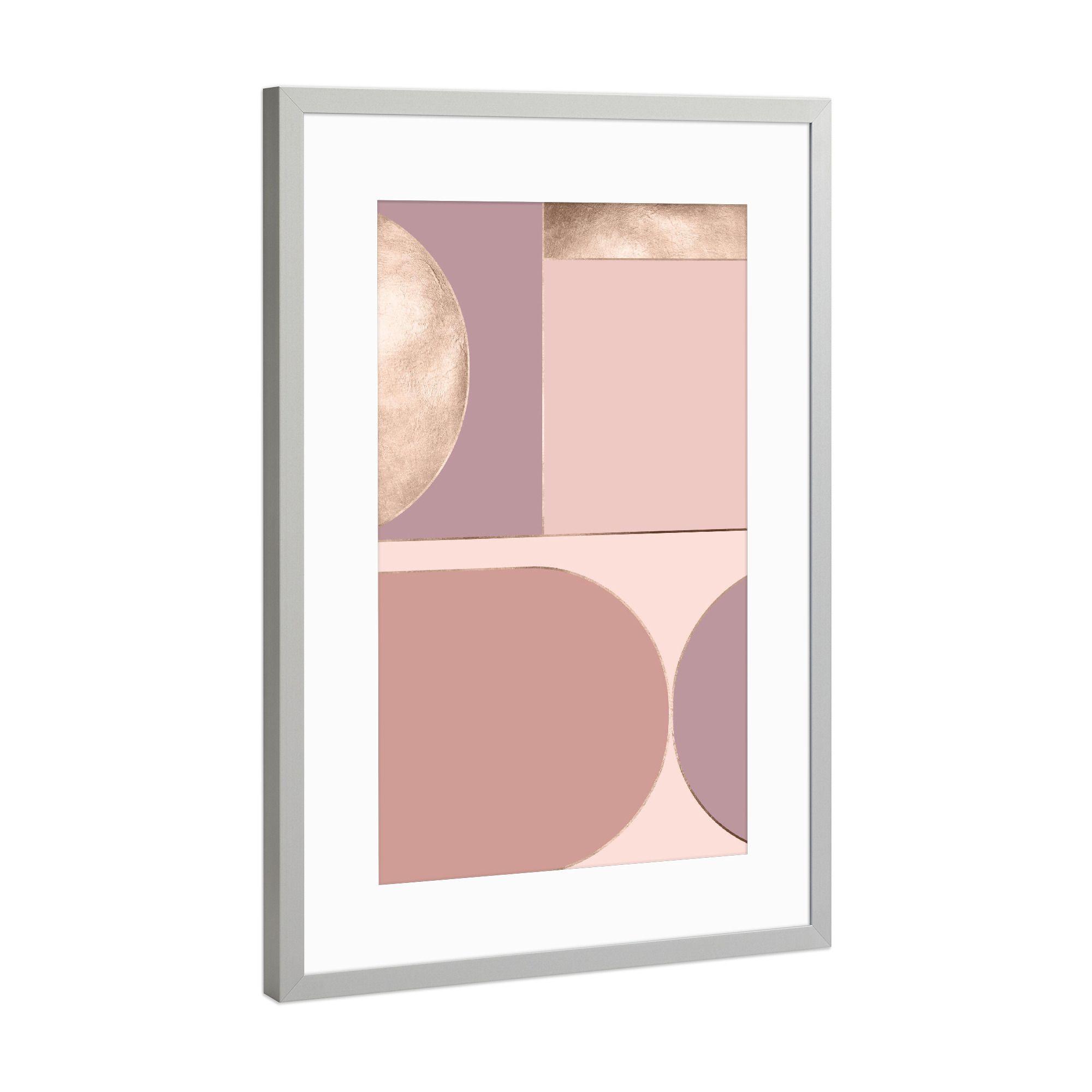 Poster mit Rahmen Silber "Rose Geometric Gold" artboxONE - Abstrakt,Geometrie