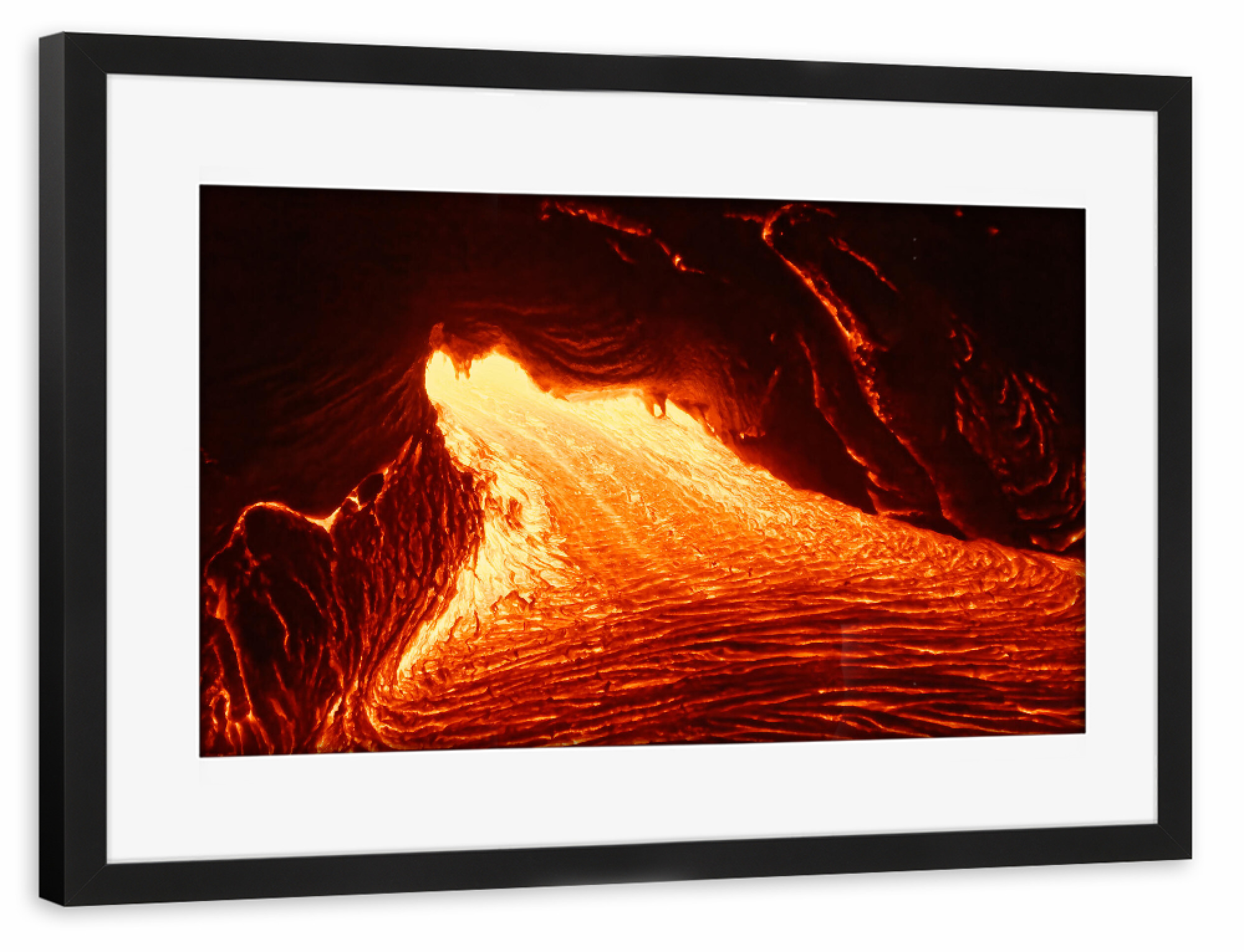 Poster mit Rahmen schwarz "Heiße Lava auf Hawaii" artboxONE - Natur,Abstrakt,Reise / Länder