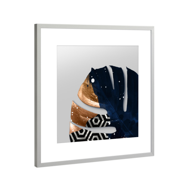 Poster mit Rahmen Silber "Leaf Classic" artboxONE - Natur,Floral,Abstrakt - Leaf,Gold,Floral,Nature,Abstract,Abstrakt,Colorful,Bunt,Blatt,Muster