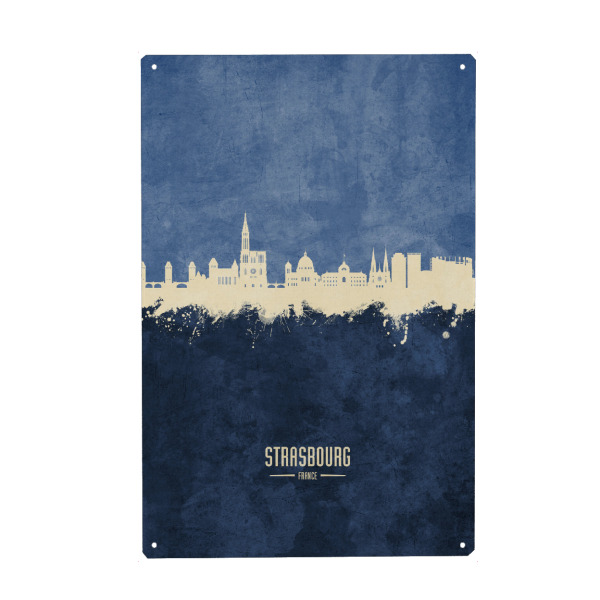 Holzbild "Strasbourg France Skyline Navy" artboxONE - Städte
