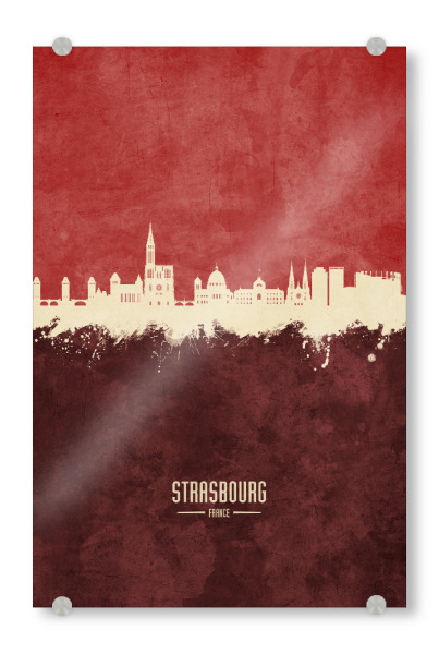 Acrylglasbild "Strasbourg France Skyline Dark Red" artboxONE - Städte