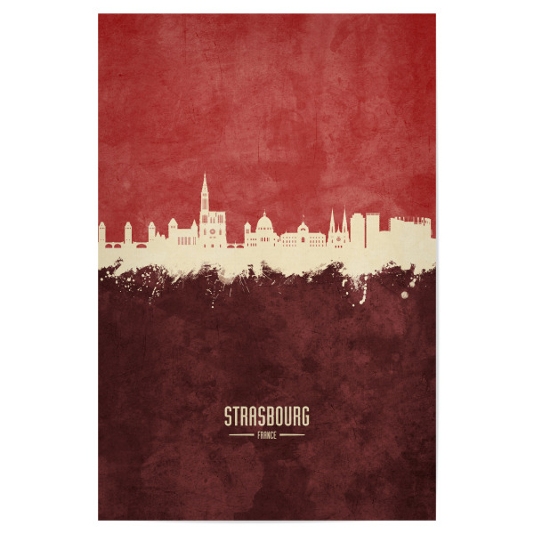 Poster 30x20 cm "Strasbourg France Skyline Dark Red" artboxONE - Städte