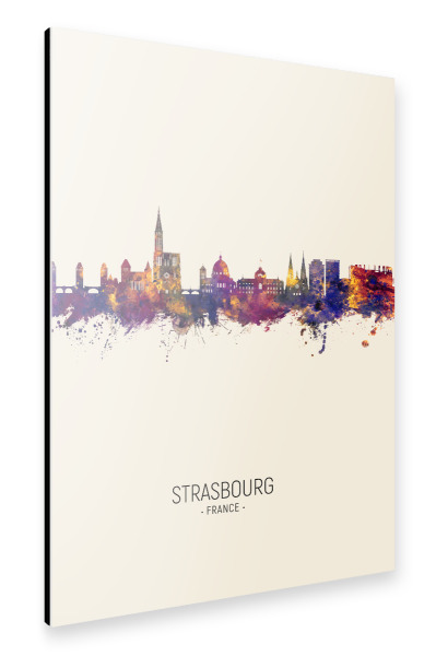 Alu-Dibond "Strasbourg France Skyline Beige" 30x20 cm artboxONE