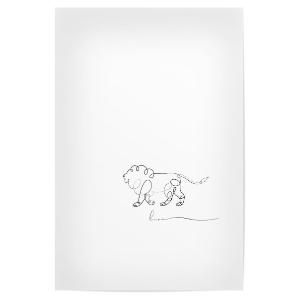 Poster "Animal pen line lion" artboxONE - Tiere,Schwarzweiß