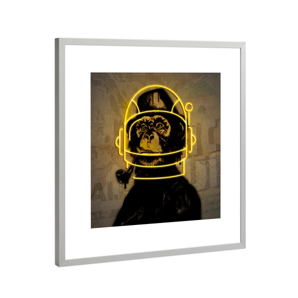 Poster mit Rahmen Silber "Classic Monkey Neon" artboxONE - Tiere,Streetart