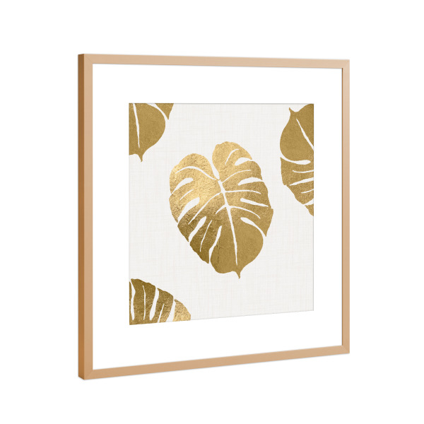 Poster mit Rahmen Kupfer "Golden White Leaf" artboxONE - Natur,Floral