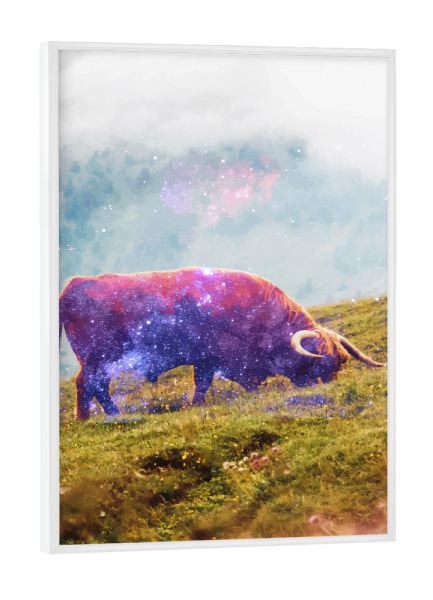 Poster mit weißem Rahmen "Space Cow Series" artboxONE - Natur,Tiere,Galaxy
