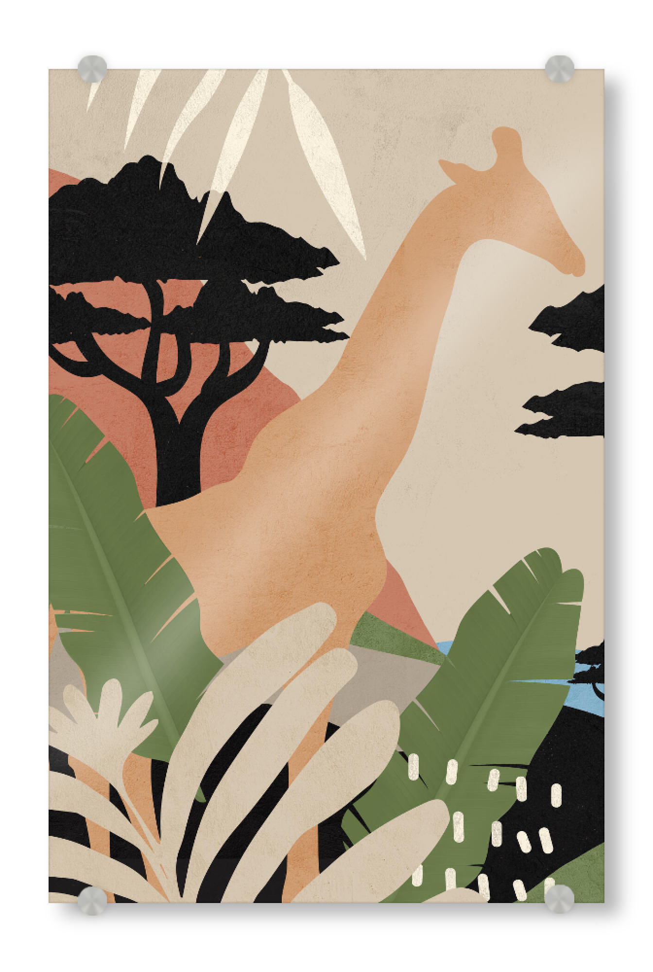 Acrylglasbild "Giraffe Orange" artboxONE - Natur,Tiere,Abstrakt