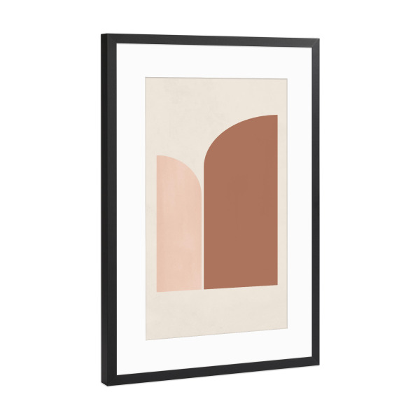 Poster mit Rahmen Schwarz (Metallic) "Retro Graphic brown and pink" artboxONE - Abstrakt,Geometrie