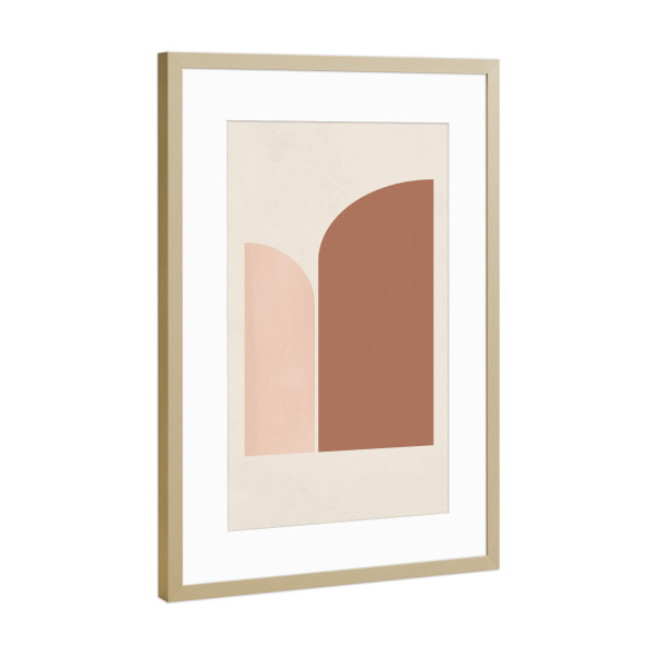 Poster mit Rahmen Gold "Retro Graphic brown and pink" artboxONE - Abstrakt,Geometrie