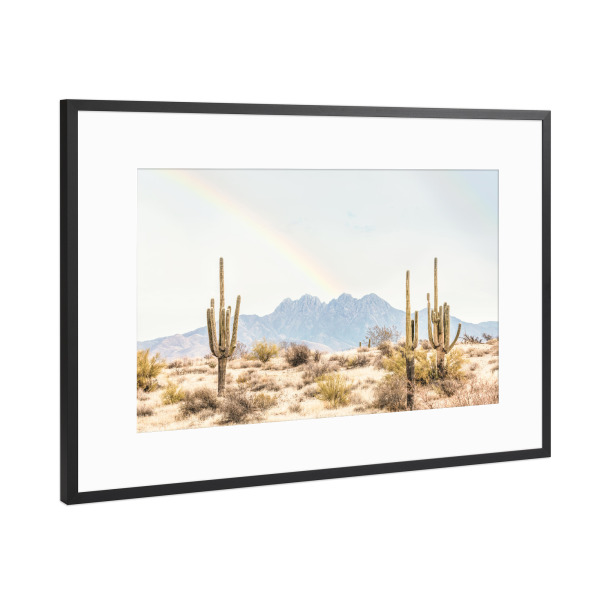 Poster mit Rahmen Schwarz (Metallic) "Rainbow over Arizona" artboxONE - Natur,Reise