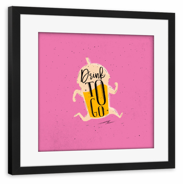 Poster mit Rahmen schwarz "Ice drink to go pink" artboxONE - Typografie,Essen & Trinken,Lustig