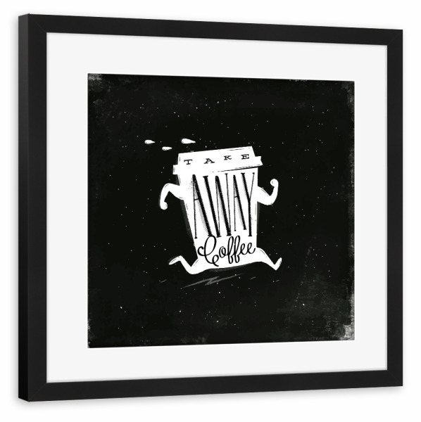 Poster mit Rahmen schwarz "Coffee to go chalk" artboxONE - Essen & Trinken,Schwarzweiß,Lustig