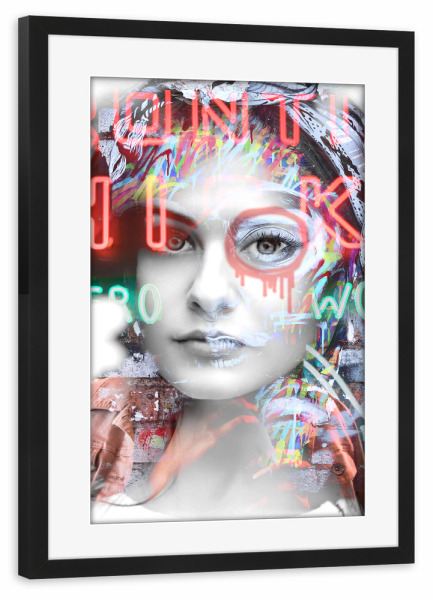 Poster mit Rahmen schwarz "Woman Punk" artboxONE - Städte,Menschen