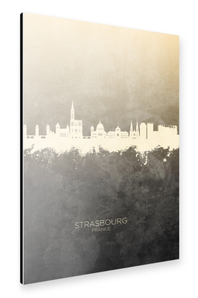 Alu-Dibond "Strasbourg France Skyline Taupe" 30x20 cm artboxONE