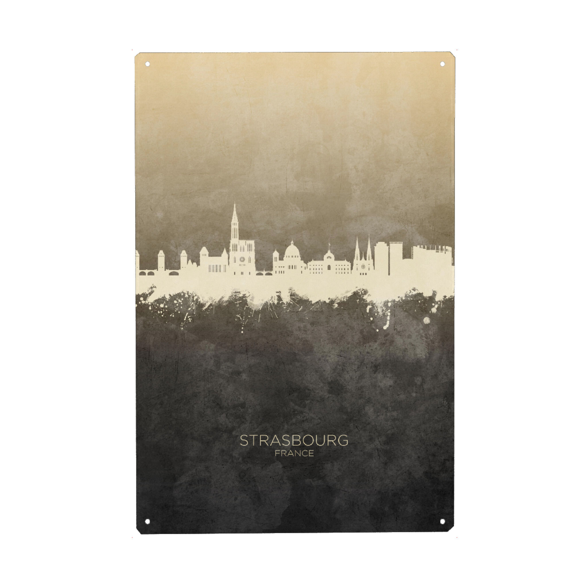 Holzbild "Strasbourg France Skyline Taupe" artboxONE - Städte