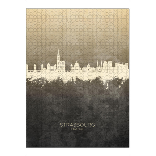 Puzzle Ravensburger "Strasbourg France Skyline Taupe" artboxONE - Städte