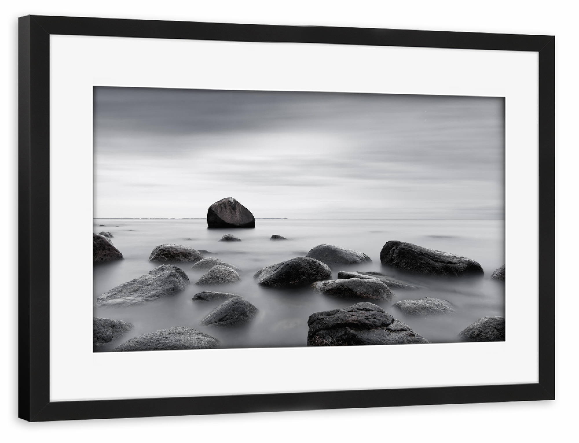 Poster mit Rahmen schwarz "Beruhigung" artboxONE - Natur,Reise,Schwarzweiß,Reise / Strand und Meer