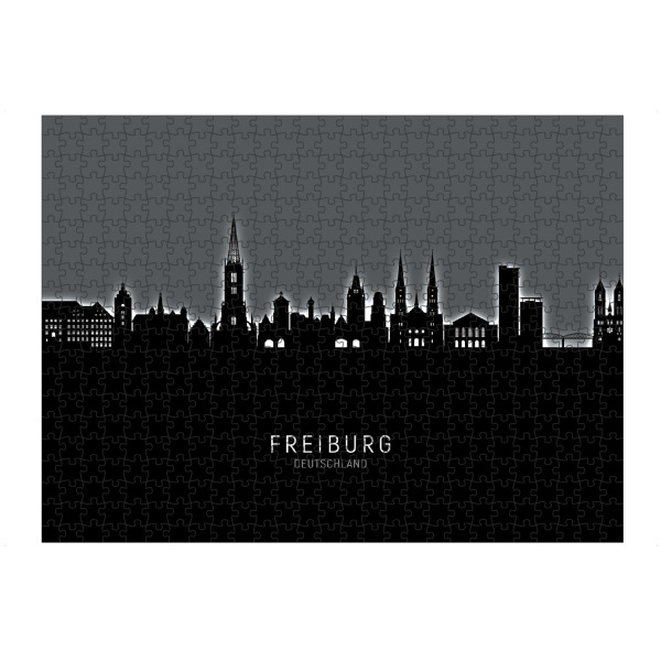 artboxONE Puzzle "Freiburg Skyline Glow White" artboxONE - Städte,Schwarzweiß