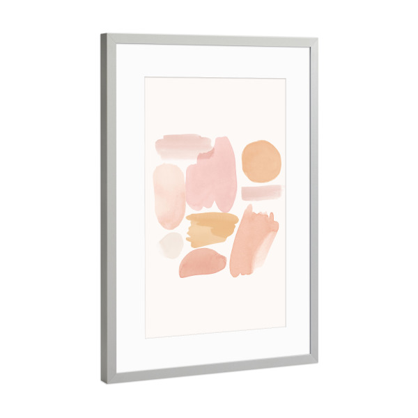 Poster mit Rahmen Silber "Pink Brush Lines" artboxONE - Abstrakt,Geometrie