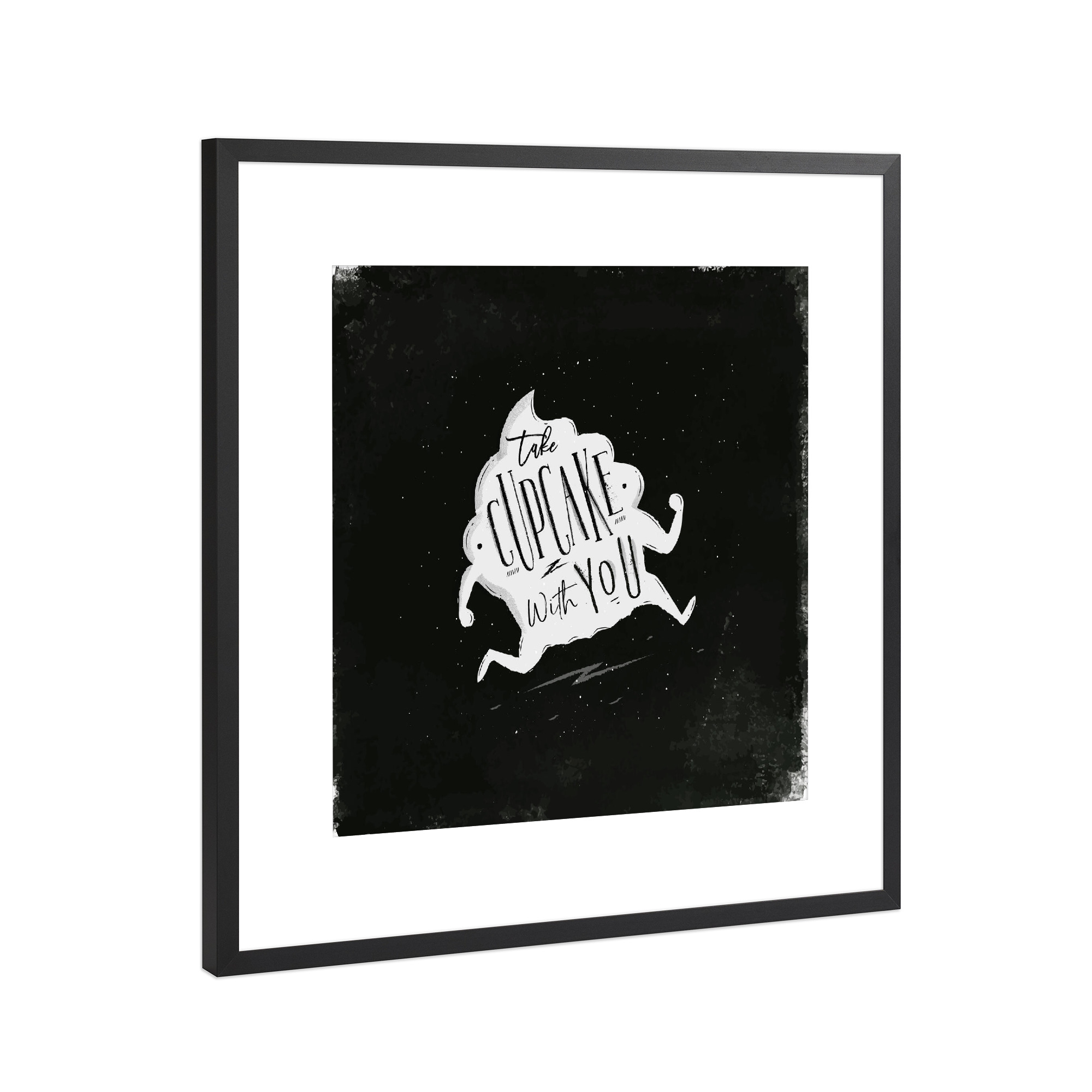 Poster mit Rahmen Schwarz (Metallic) "Cupcake to go chalk" artboxONE - Typografie,Essen & Trinken,Lustig